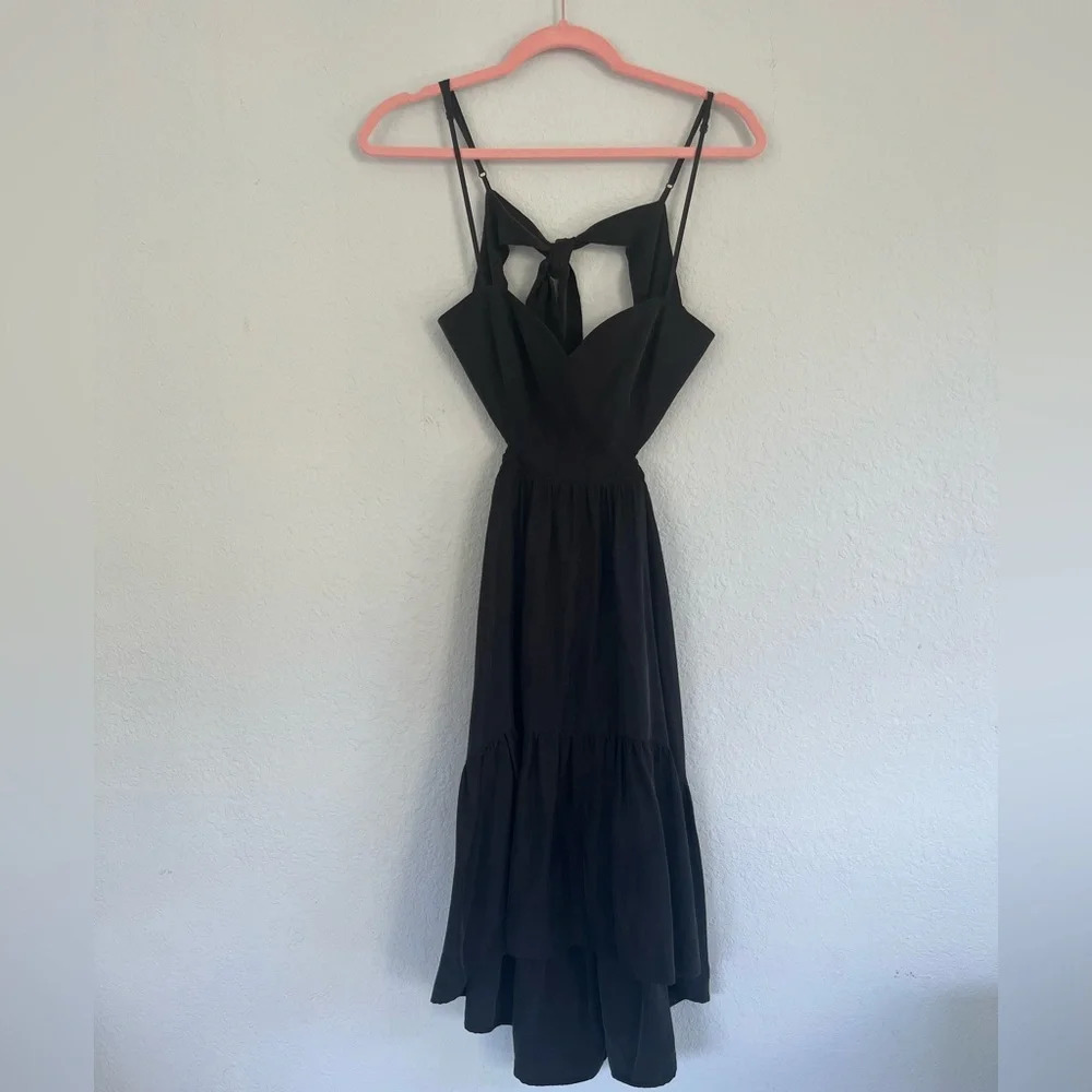 NWT Karina Grimaldi x Revolve Alex Mini Cutout Dress Black Silk Size XS - Picture 2 of 4
